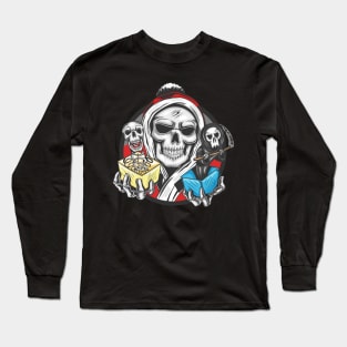 skull santa claus bring skull grim reaper gift christmas Long Sleeve T-Shirt